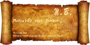 Matulányi Bodor névjegykártya